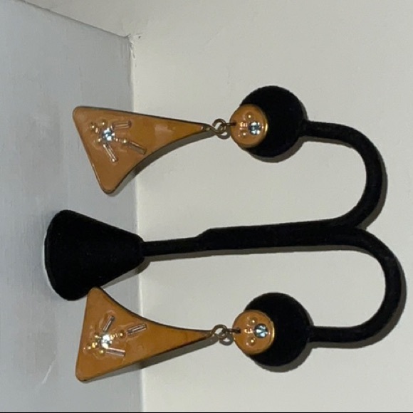 Artisan Crafted Post and Clutch Dangle Earrings With Blue Shiny Stones - Picture 6 of 13